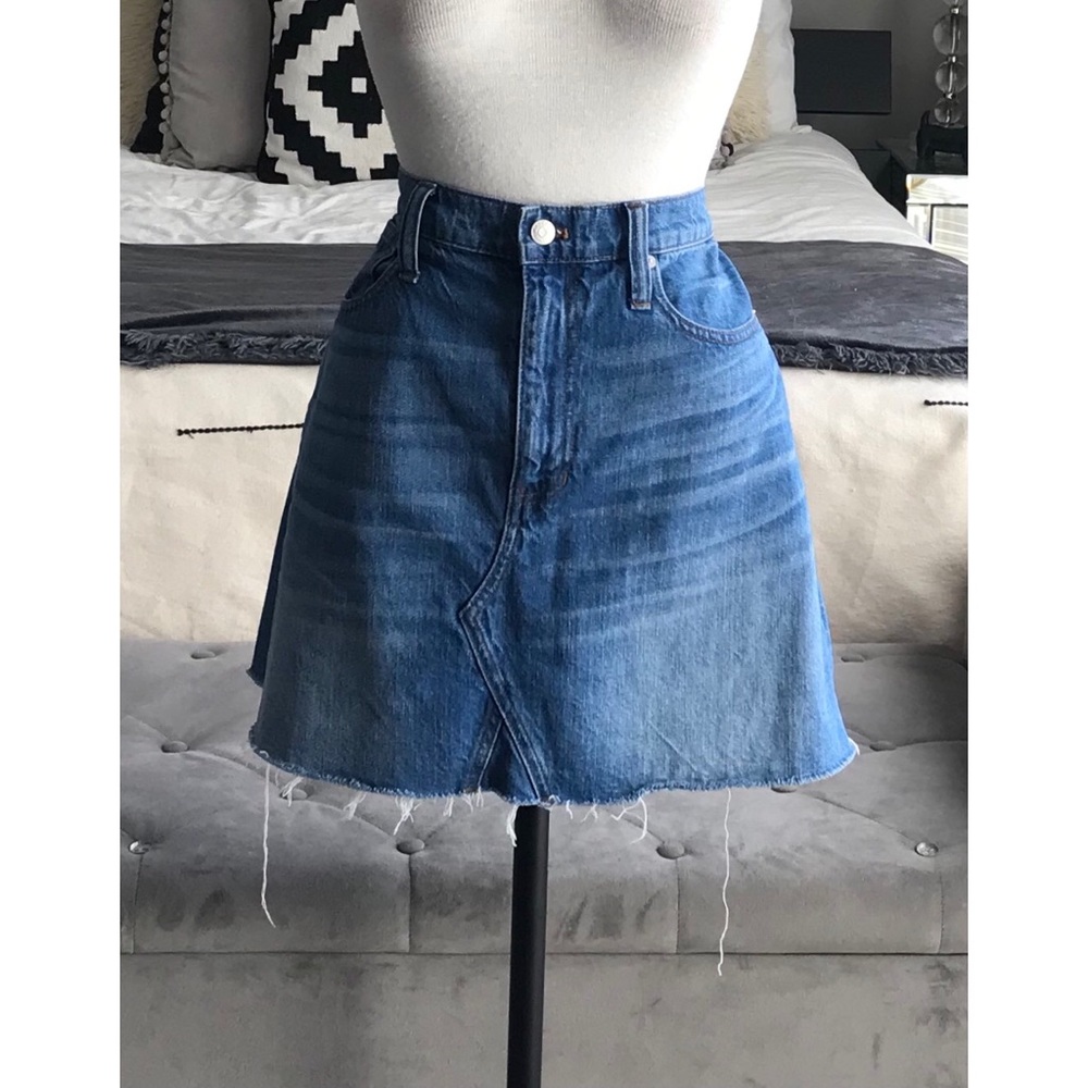 Madewell Women’s Mini Skirt Jean Size 30 Frisco Denim A Line Cut Off - Picture 2 of 12